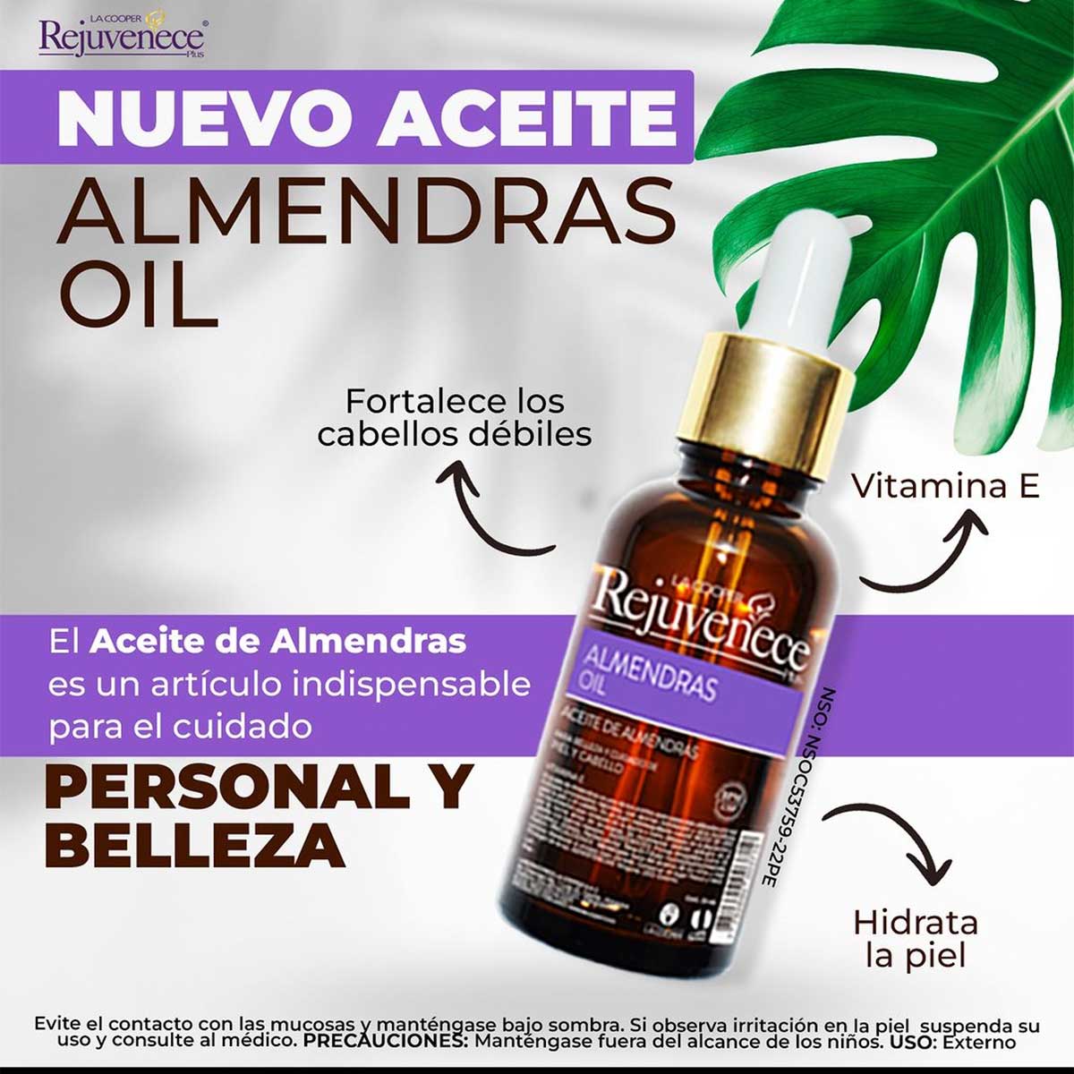 Aceite de almendras vitamina E 30ml - Rejuvenece